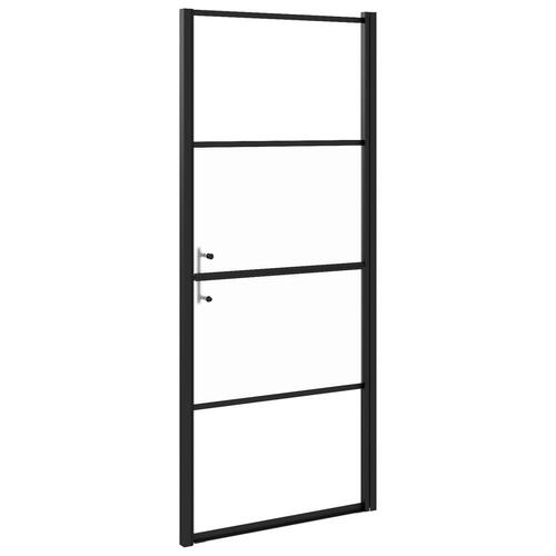 Brusedør 81x195 cm halvmatteret hærdet glas sort