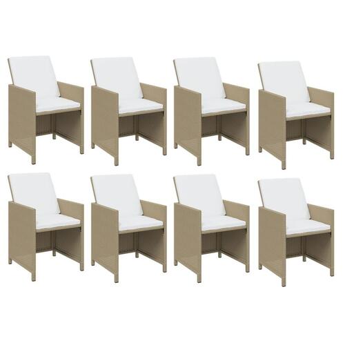 Spisebordssæt til haven 13 dele med hynder polyrattan beige