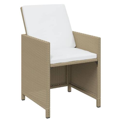 Spisebordssæt til haven 15 dele med hynder polyrattan beige