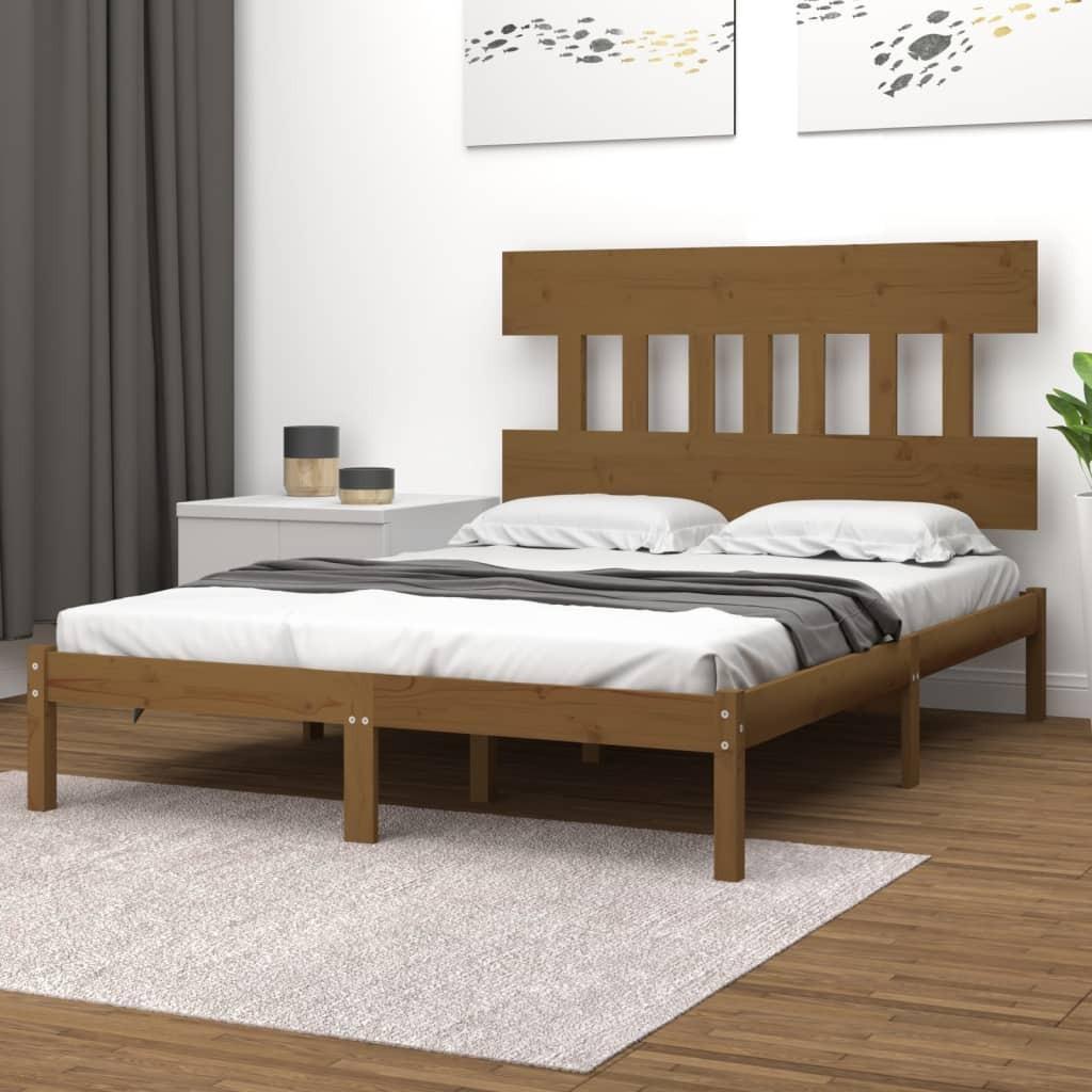 Sengeramme 120x190 cm Small Double massivt træ gyldenbrun
