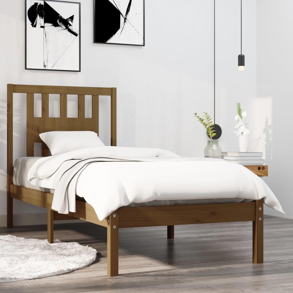 Sengeramme 75x190 cm Small Single massivt træ gyldenbrun