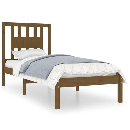 Sengeramme 75x190 cm Small Single massivt træ gyldenbrun