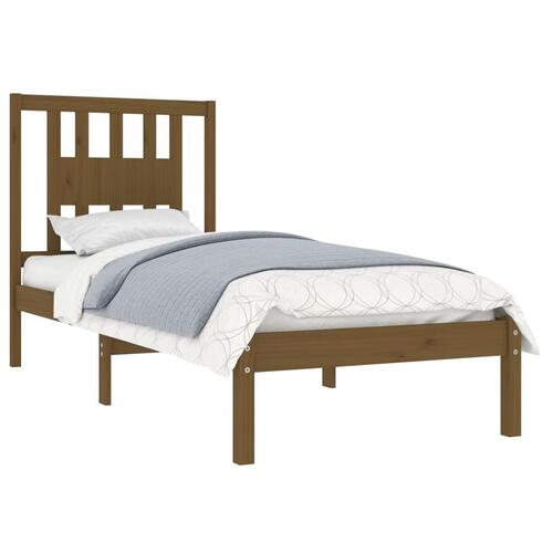 Sengeramme 75x190 cm Small Single massivt træ gyldenbrun
