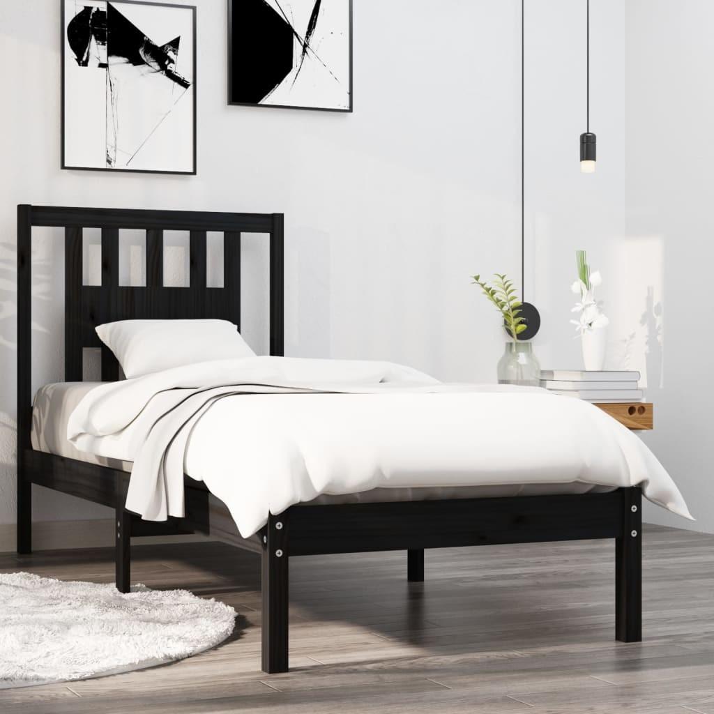 Sengeramme 75x190 cm Small Single massivt træ sort