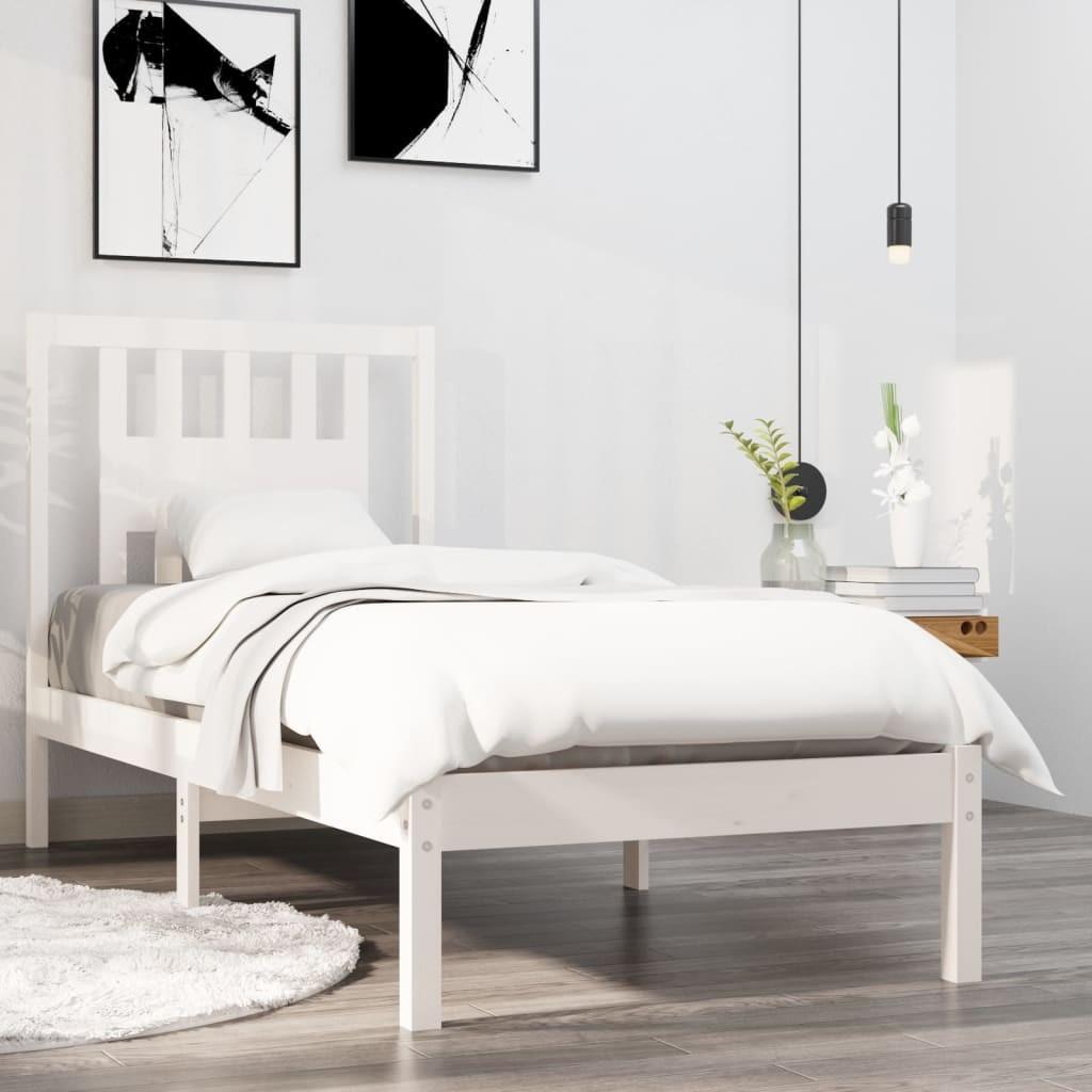 Sengeramme 90x190 cm Single massivt træ hvid