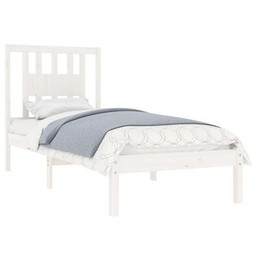 Sengeramme 90x190 cm Single massivt træ hvid