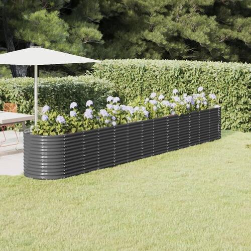 Plantekasse 512x80x68 cm pulverlakeret stål antracitgrå