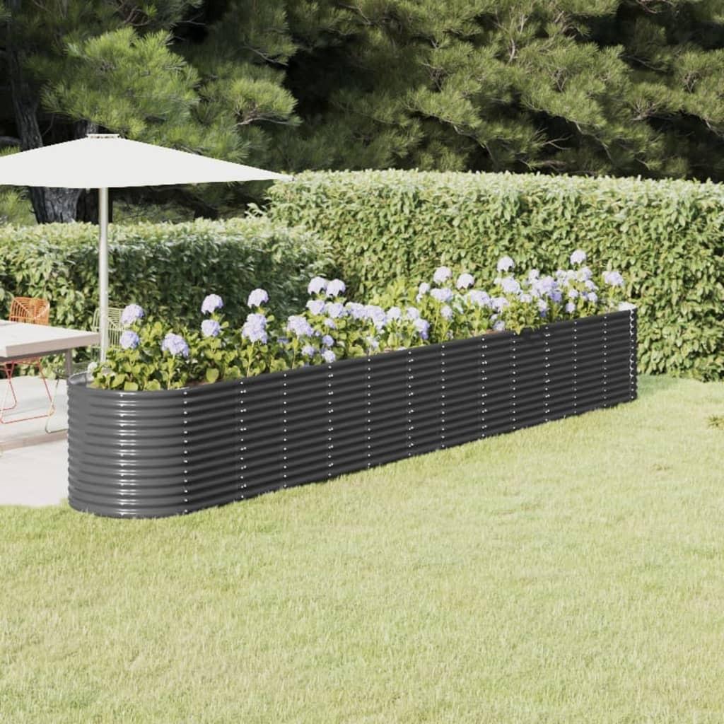 Plantekasse 512x80x68 cm pulverlakeret stål antracitgrå