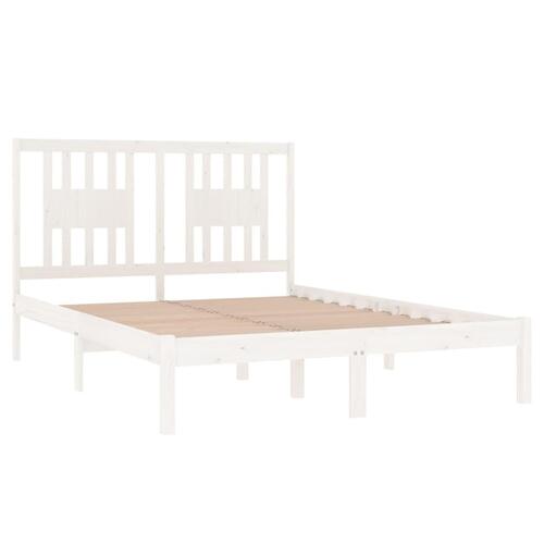 Sengeramme 135x190 cm dobbelt massivt fyrretræ hvid