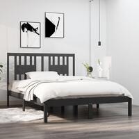 Sengeramme 135x190 cm Double massivt fyrretræ grå