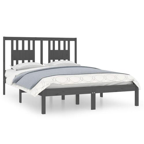 Sengeramme 135x190 cm Double massivt fyrretræ grå
