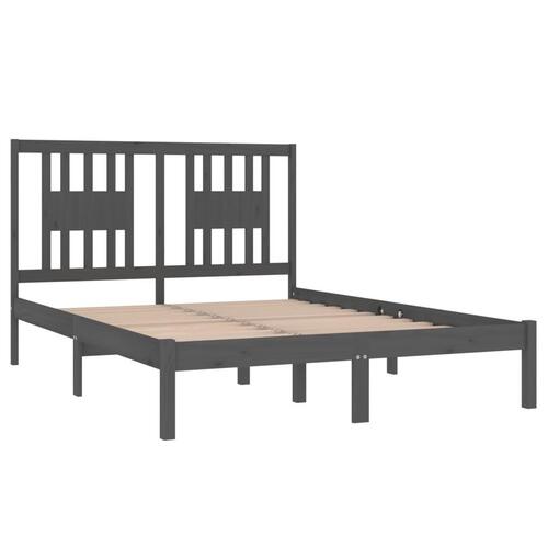Sengeramme 135x190 cm Double massivt fyrretræ grå