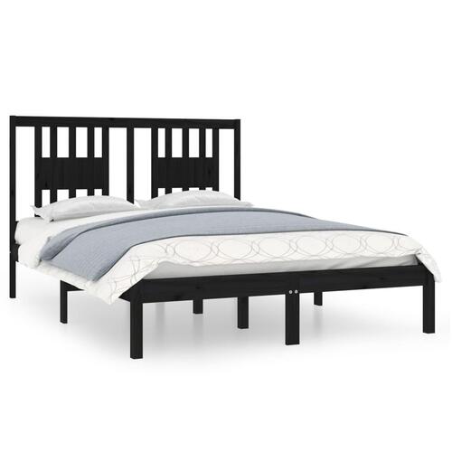 Sengeramme 135x190 cm Double massivt fyrretræ sort