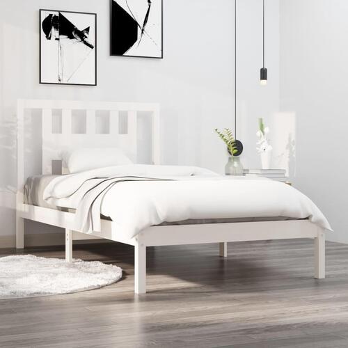 Sengeramme 90x200 cm massivt fyrretræ hvid