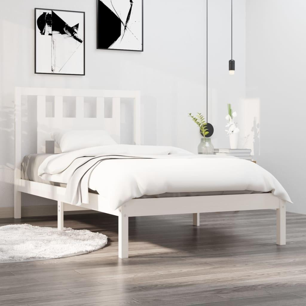 Sengeramme 90x200 cm massivt fyrretræ hvid