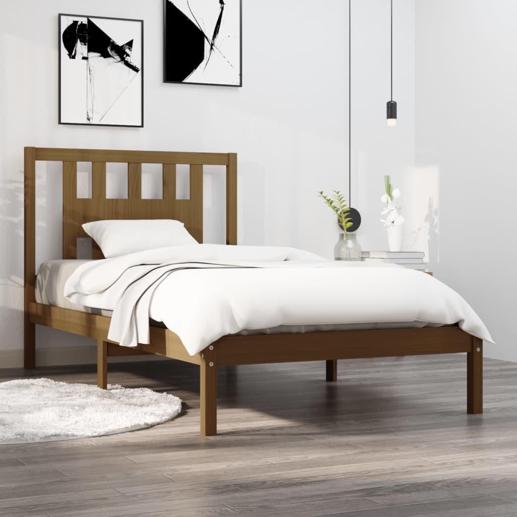 Sengeramme 100x200 cm massivt fyrretræ gyldenbrun