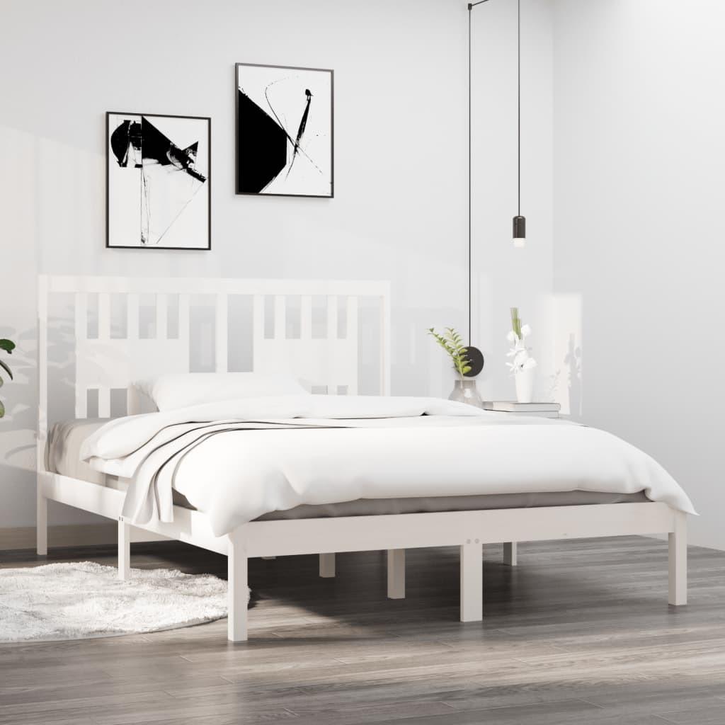 Sengeramme 120x200 cm massivt fyrretræ hvid