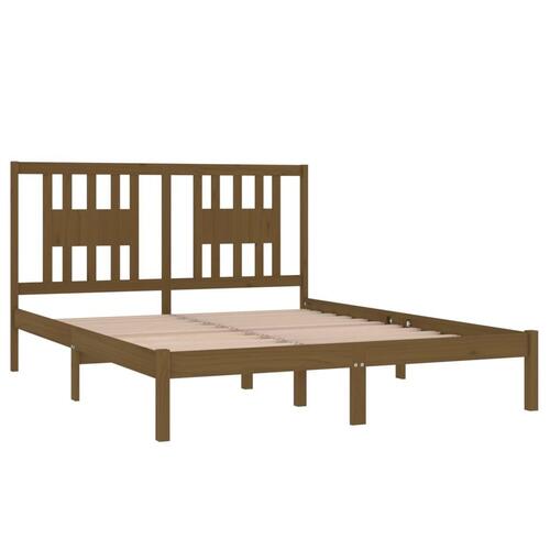 Sengeramme 140x200 cm massivt fyrretræ gyldenbrun