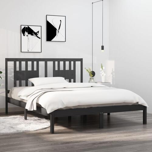 Sengeramme 150x200 cm King Size massivt fyrretræ grå