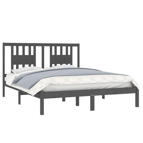 Sengeramme 150x200 cm King Size massivt fyrretræ grå
