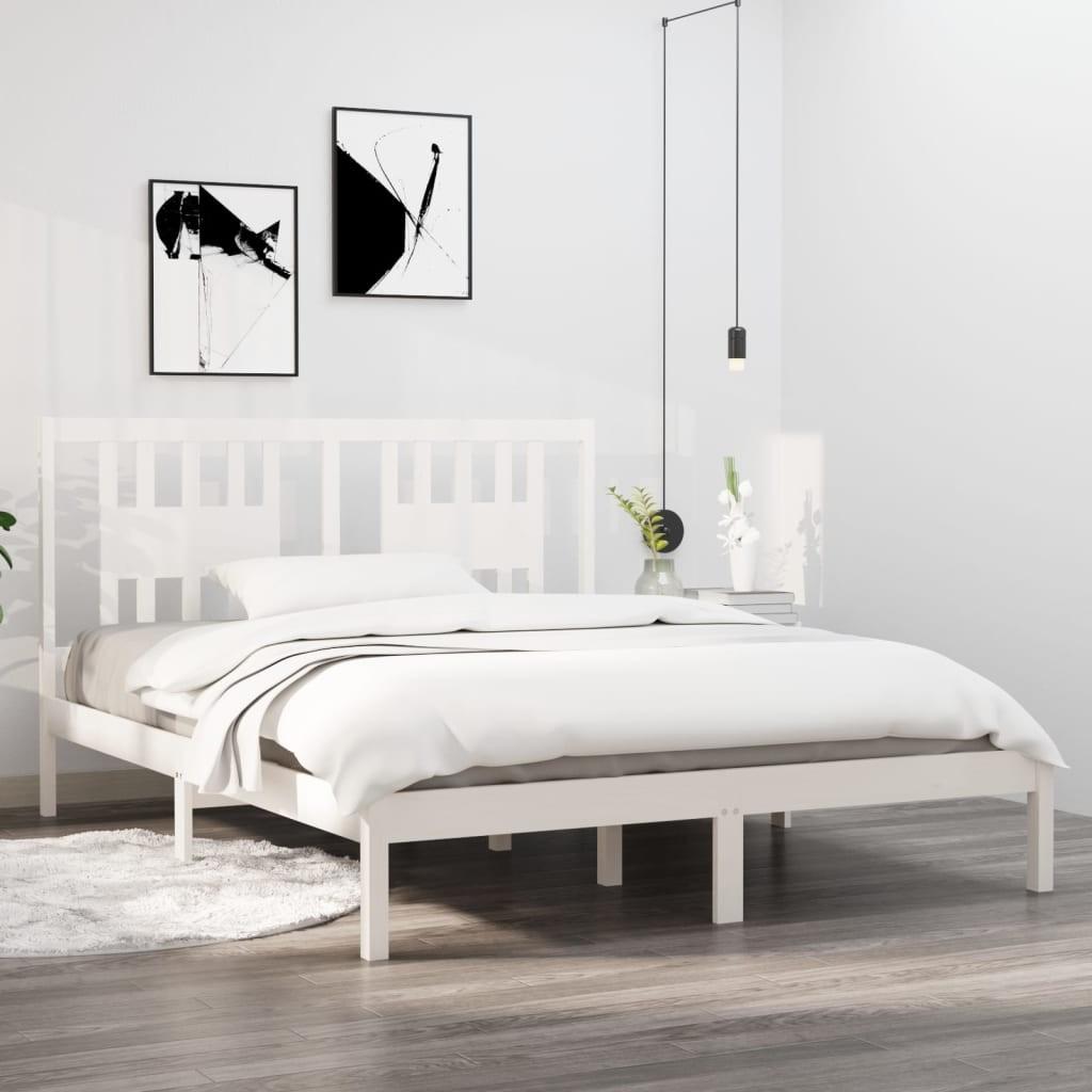 Sengeramme 160x200 cm massivt fyrretræ hvid