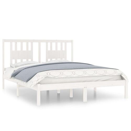 Sengeramme 160x200 cm massivt fyrretræ hvid