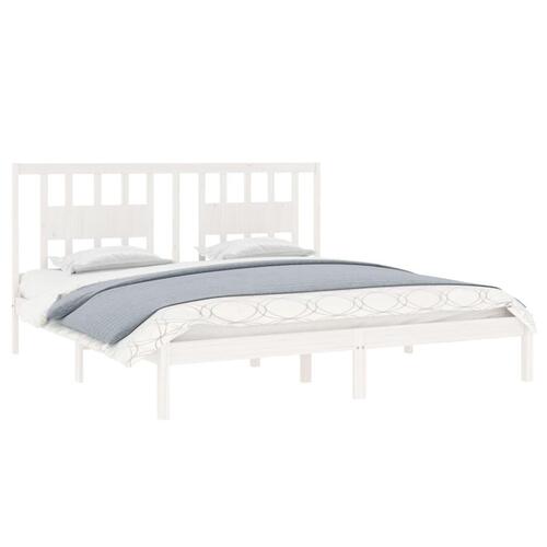 Sengestel 180x200 cm Super King massivt fyrretræ hvid