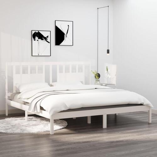 Sengeramme 200x200 cm massivt fyrretræ hvid