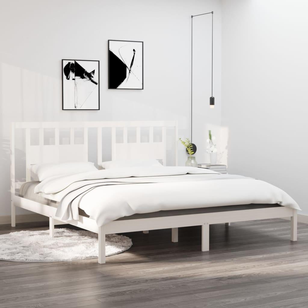 Sengeramme 200x200 cm massivt fyrretræ hvid