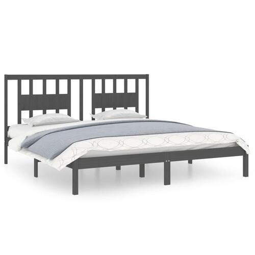 Sengeramme 200x200 cm massivt fyrretræ grå