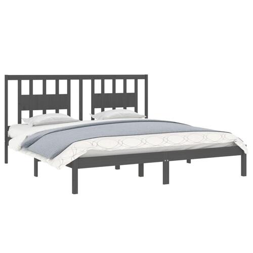 Sengeramme 200x200 cm massivt fyrretræ grå