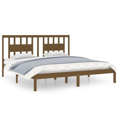 Sengeramme 200x200 cm massivt fyrretræ gyldenbrun