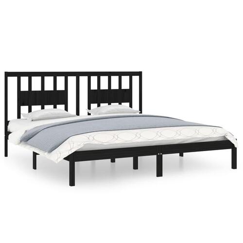 Sengeramme 200x200 cm massivt fyrretræ sort