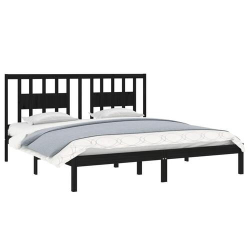 Sengeramme 200x200 cm massivt fyrretræ sort