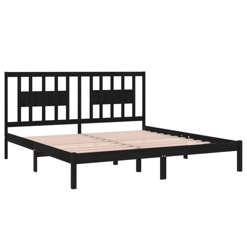 Sengeramme 200x200 cm massivt fyrretræ sort