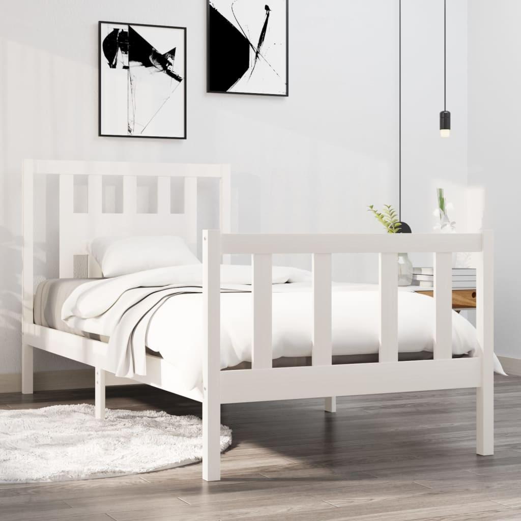 Sengeramme 75x190 cm Small Single massivt træ hvid