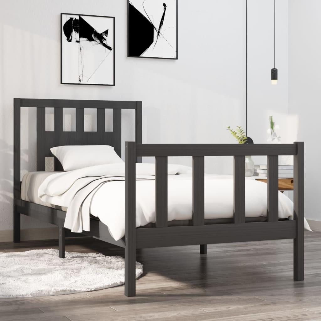 Sengeramme 75x190 cm Small Single massivt træ grå