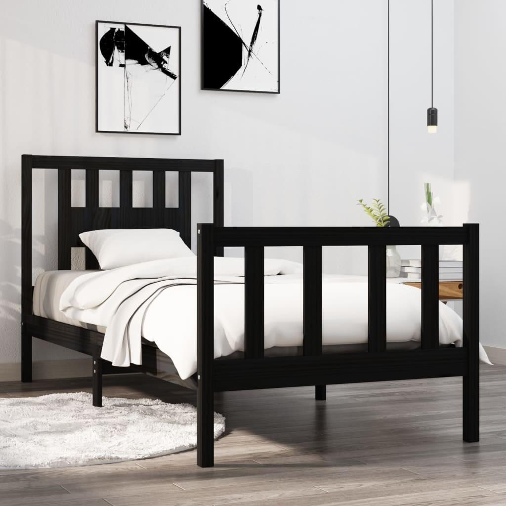 Sengeramme 75x190 cm Small Single massivt træ sort