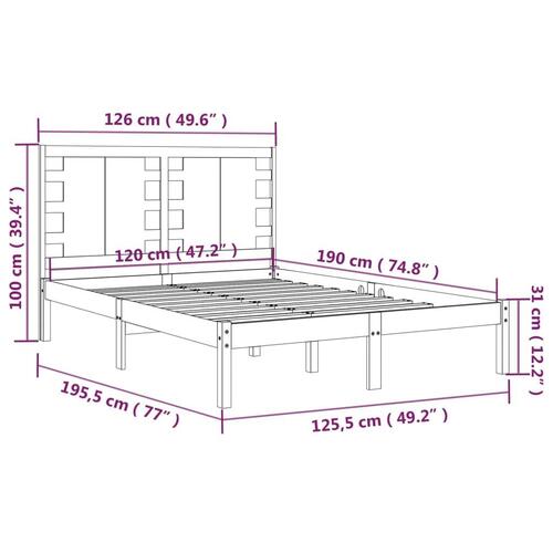 Sengeramme 120x190 cm Small Double massivt træ hvid