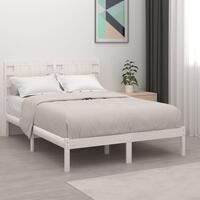 Sengeramme 135x190 cm dobbelt massivt fyrretræ hvid