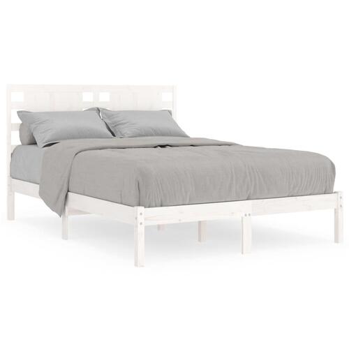 Sengeramme 135x190 cm dobbelt massivt fyrretræ hvid