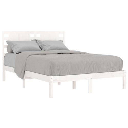 Sengeramme 135x190 cm dobbelt massivt fyrretræ hvid