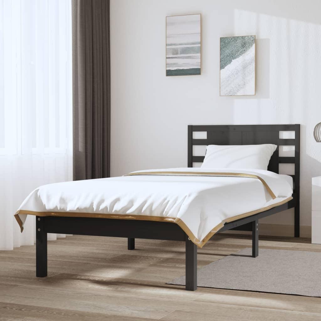 Sengeramme 90x200 cm massivt fyrretræ grå