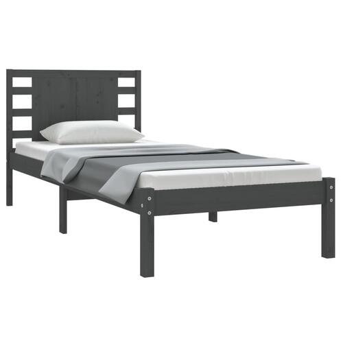 Sengeramme 90x200 cm massivt fyrretræ grå