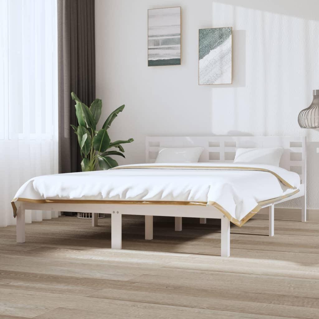 Sengeramme uden madras 120x200 cm massivt fyrretræ hvid