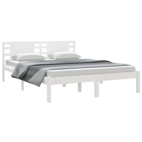 Sengeramme uden madras 120x200 cm massivt fyrretræ hvid