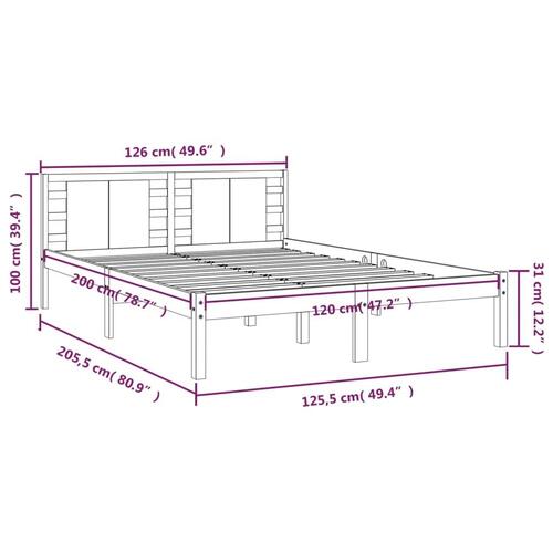Sengeramme uden madras 120x200 cm massivt fyrretræ hvid