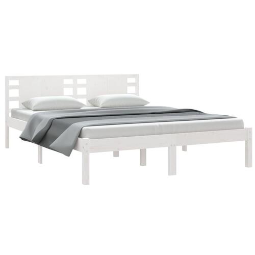 Sengeramme 150x200 cm King Size massivt fyrretræ hvid