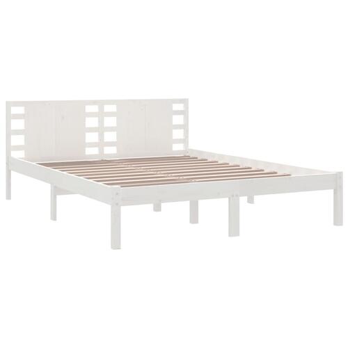 Sengeramme 150x200 cm King Size massivt fyrretræ hvid