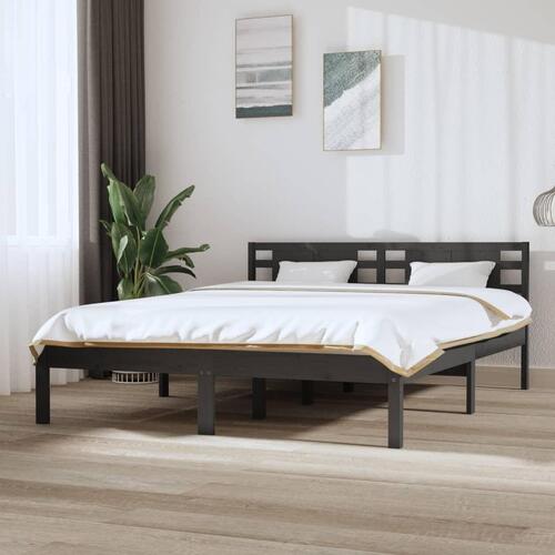 Sengeramme 150x200 cm King Size massivt fyrretræ grå